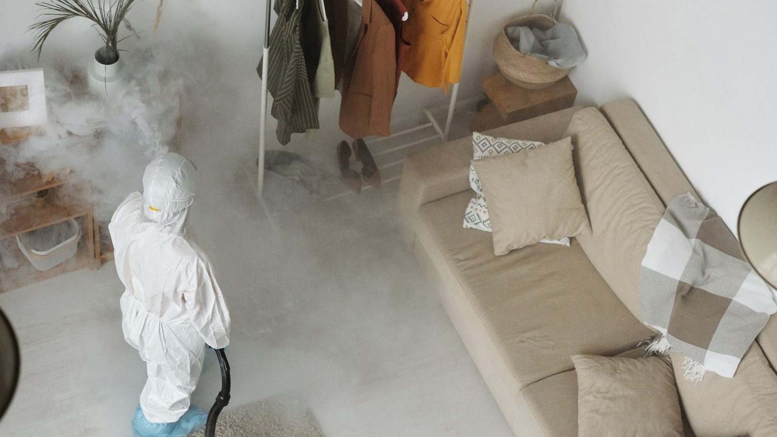 Pest control technician at a Euclid home